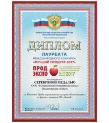 Диплом и серебряная медаль за:
